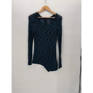 Rock & Republic LS Scoop Neck Asymmetrical Hemp Mesh Turk Sweater WM Size M NWOT